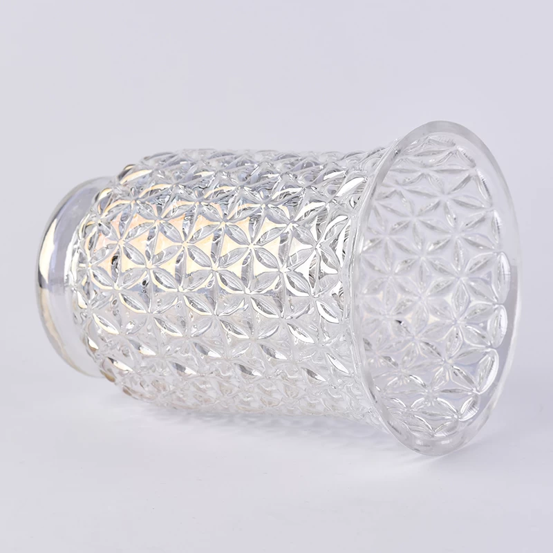Pearl white glass hurricane candle holder for Christmas decoration
