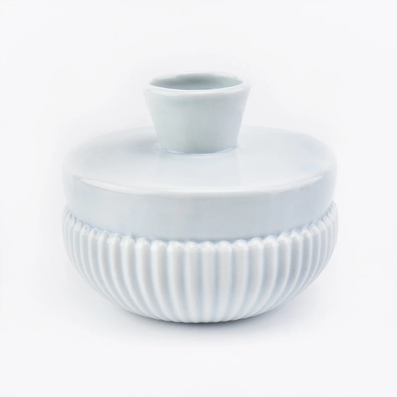 light blue ceramic diffuser bottle round bottom     