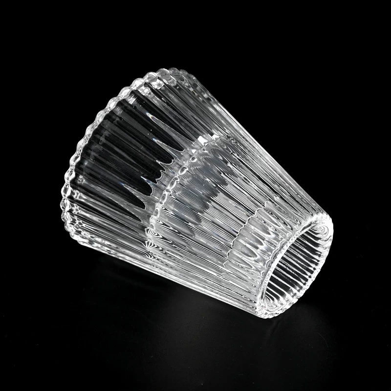 30ml 1oz V shape glass candle jar with stripe pattern