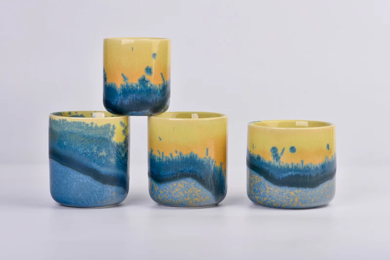 unique pattern ceramic candle container empty ceramic candle jars supplier