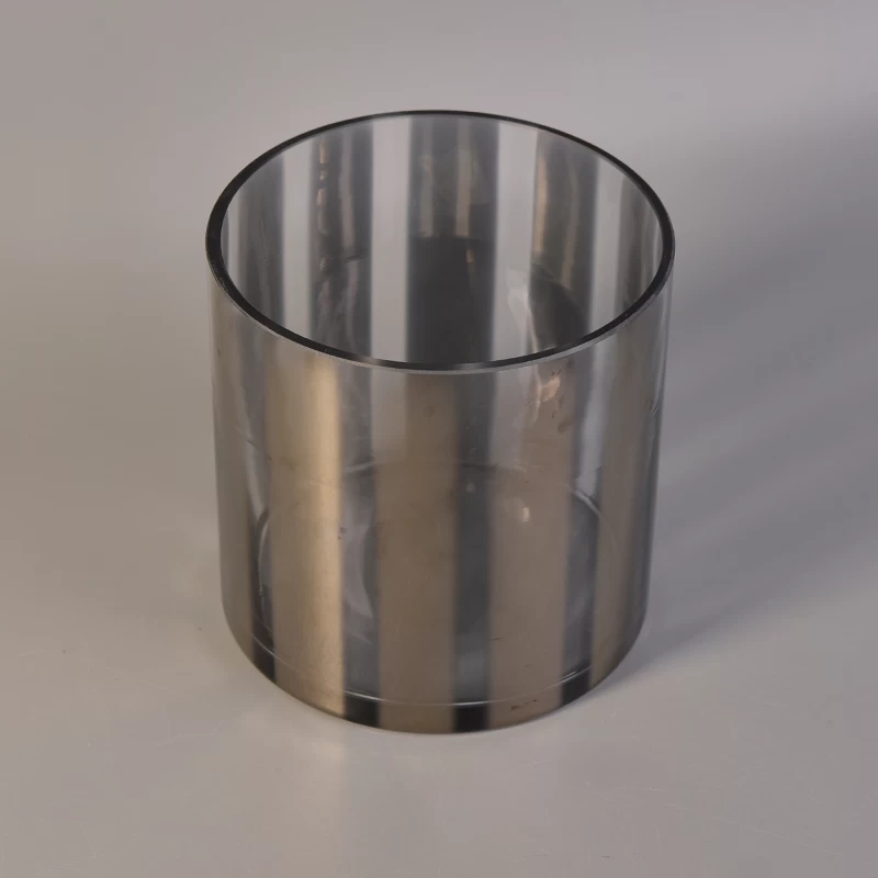 Special lines grey clear glass candle jar