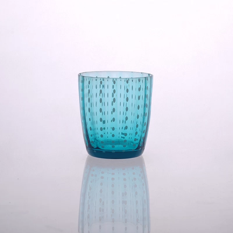 Colored cased glass candle holder