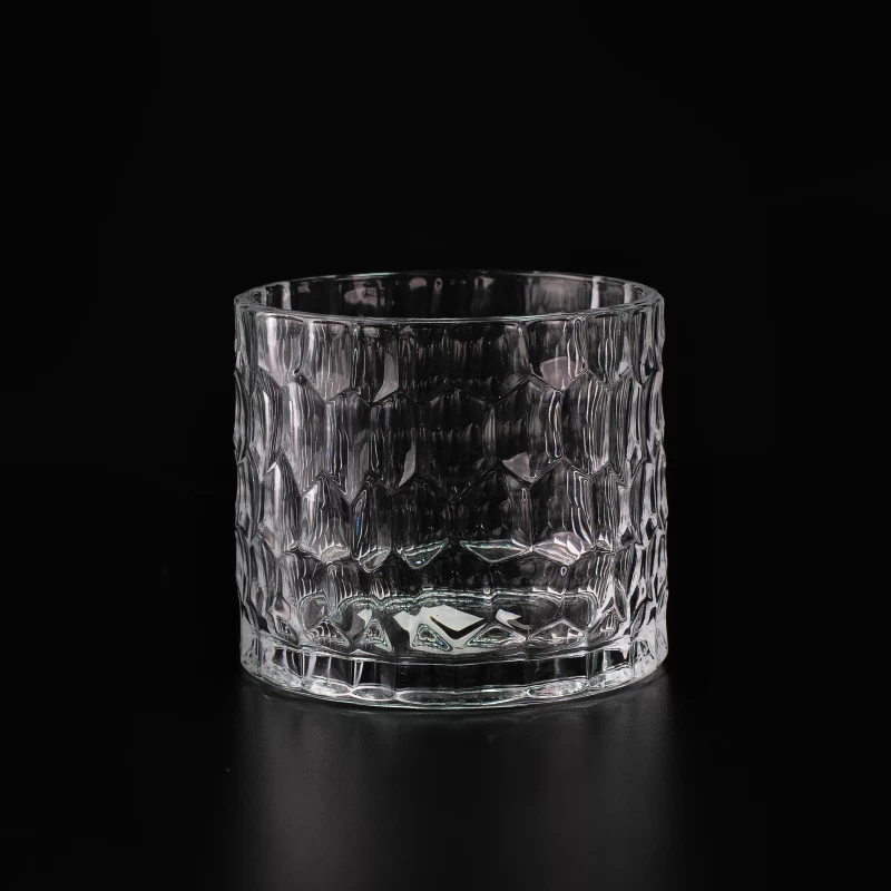 Clear Embossed Glass Candle Jar Manufacturer