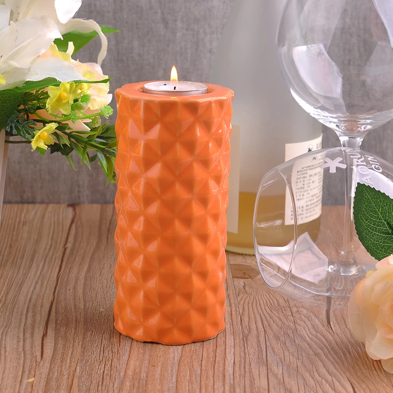 Tall cylinder ceramic candle holders