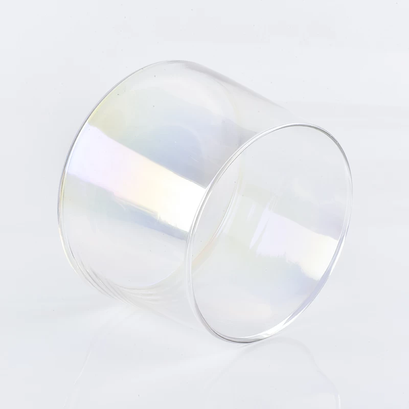 bell shaped transparent ion plating holographic glass candle holder