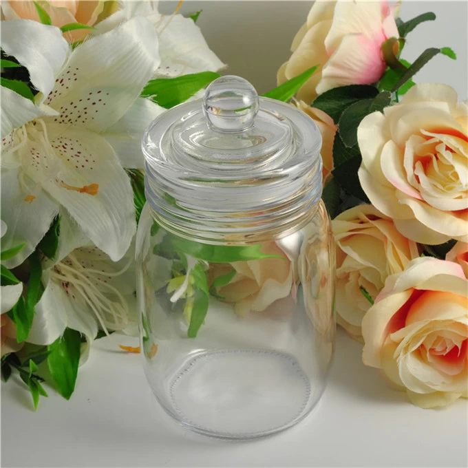 Large capacity transaprent glass jar with glass lid