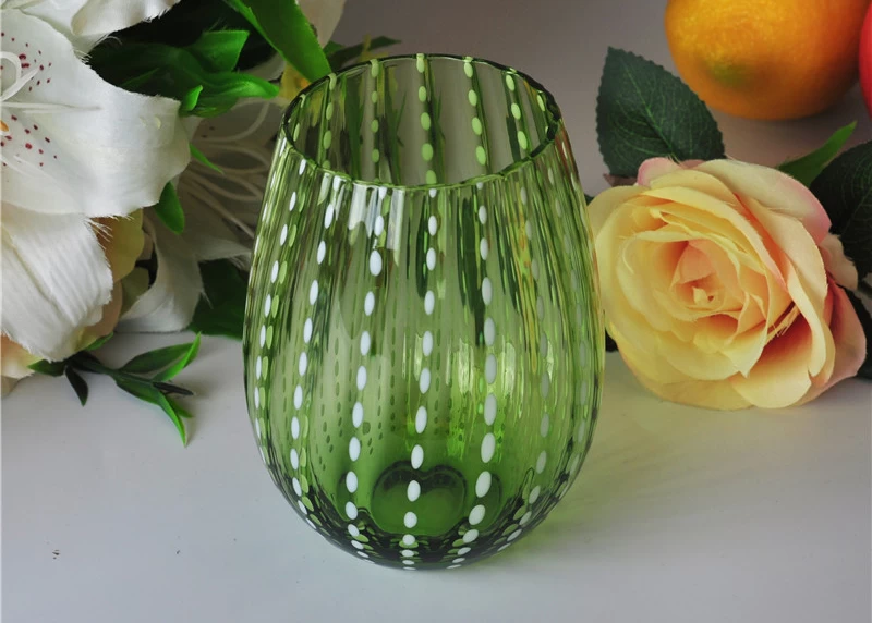 Green material handmade jar glass bowl candle holder