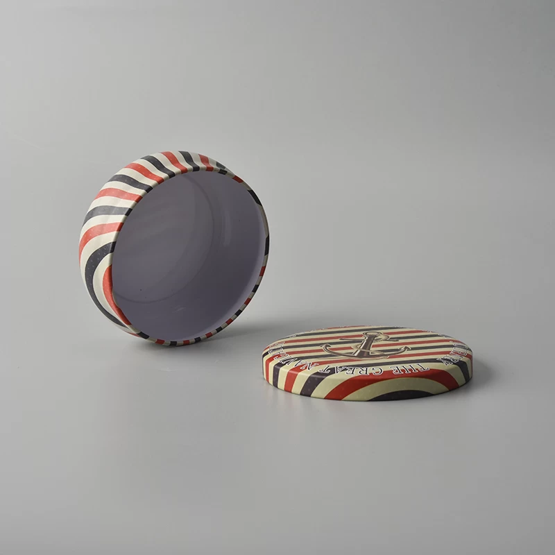 Colorful stripe custom round tin candle holders