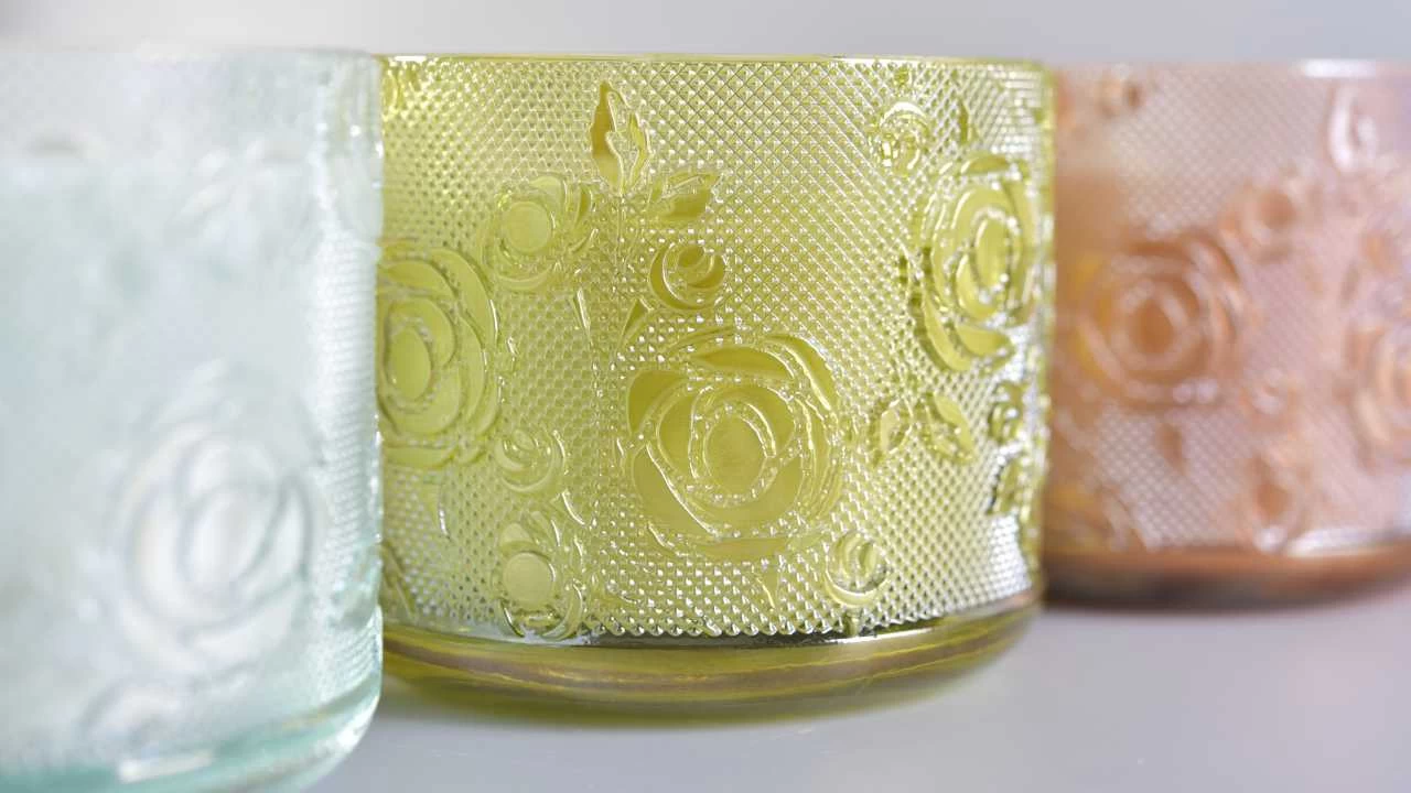 Luxury Patent Design Glass Candle Jar With Spray Color For Home Decoration