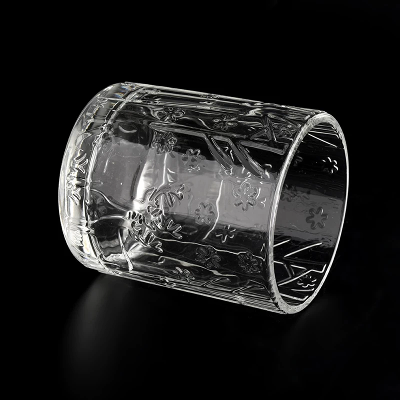 14oz clear glass cylinder jar with antler design wholesale