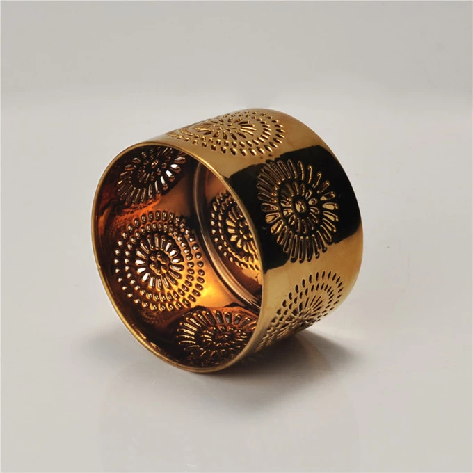 Oscar ward gold round hollo out ceramic candle holder
