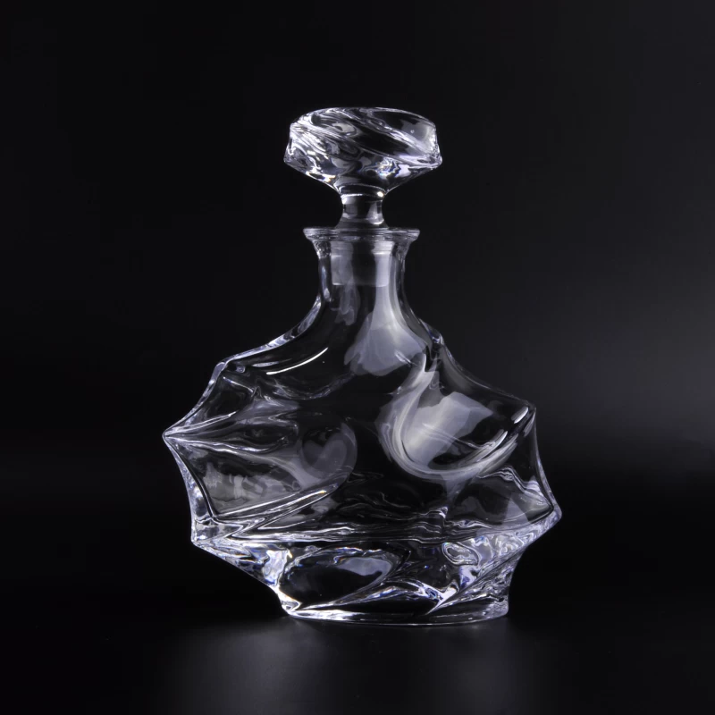 Fancy empty crystal bohemia glass whiskey decanter