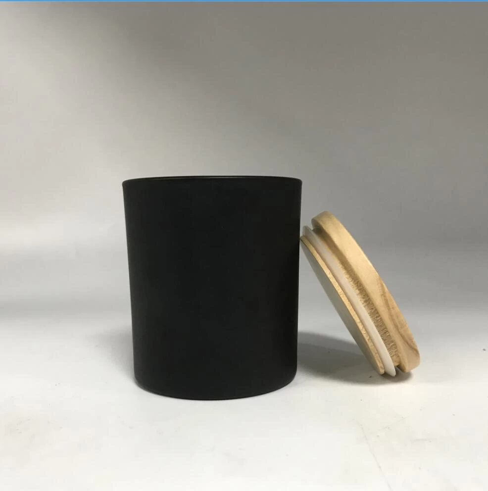 custom black glass candle jars with wood lid