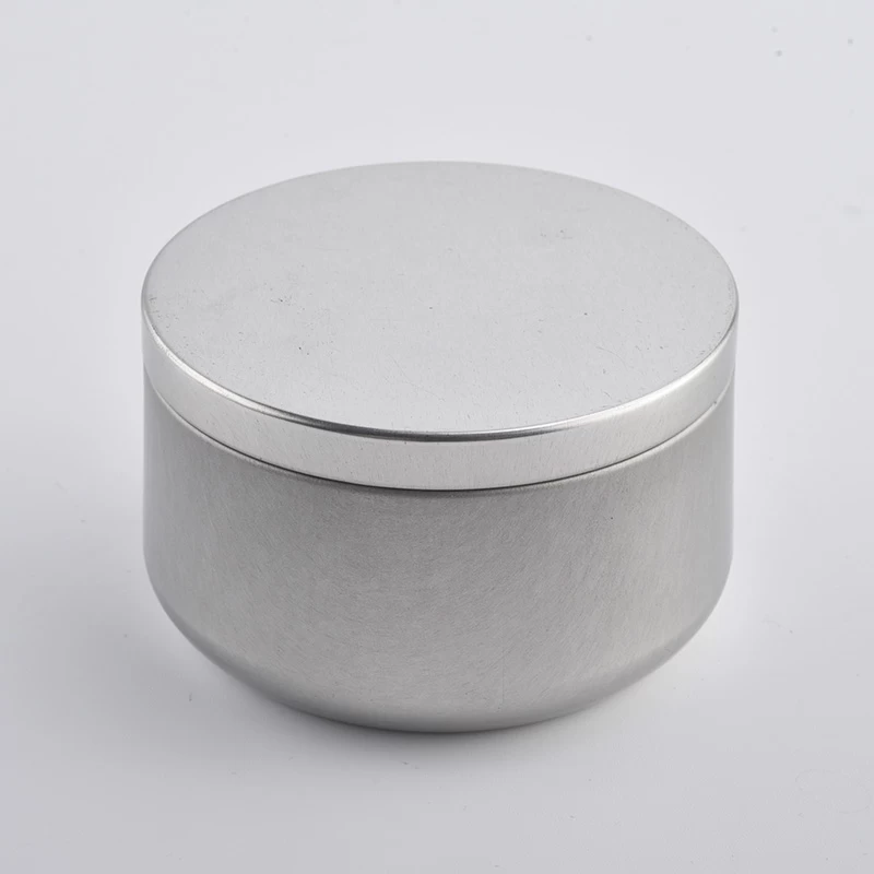 Wholesale 5oz filled wax round candle silver tin box tinplate jar with lids