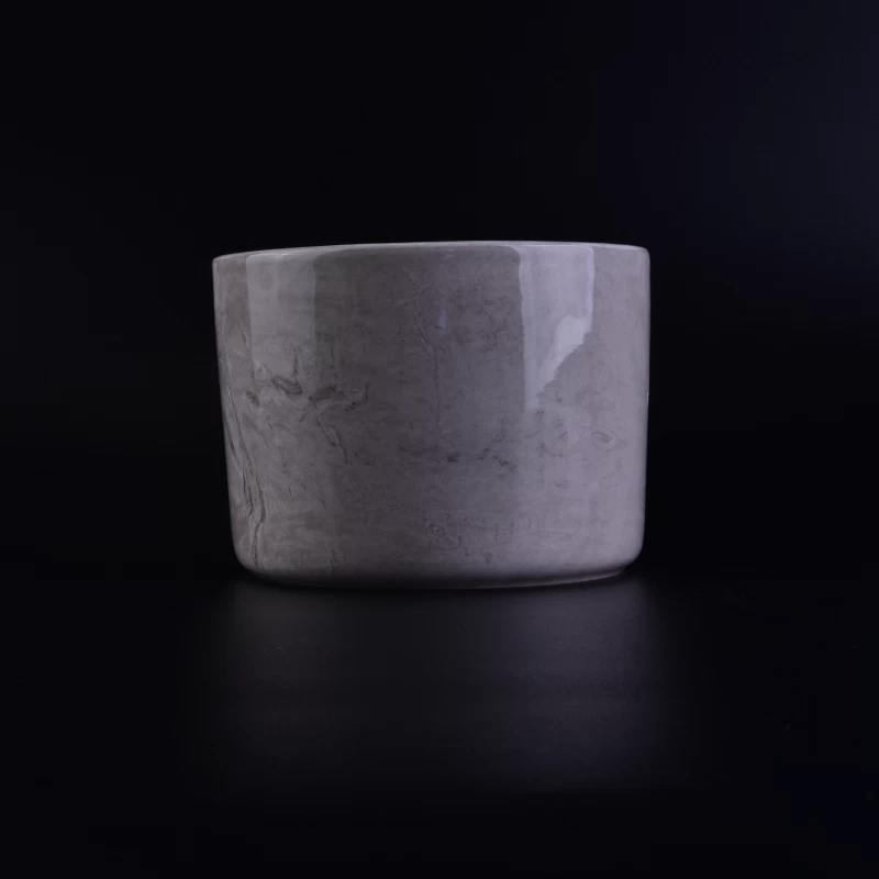 Low MOQ Cylinder Colored Glaze Ceramic Candle Jar 