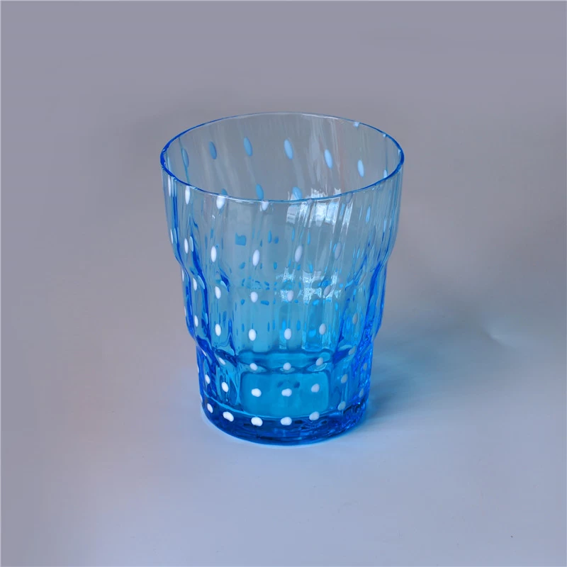 Bule Color Mouth Blown Glass Candle Jar