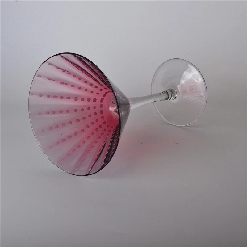 Red Mouth Blown Martini Glass