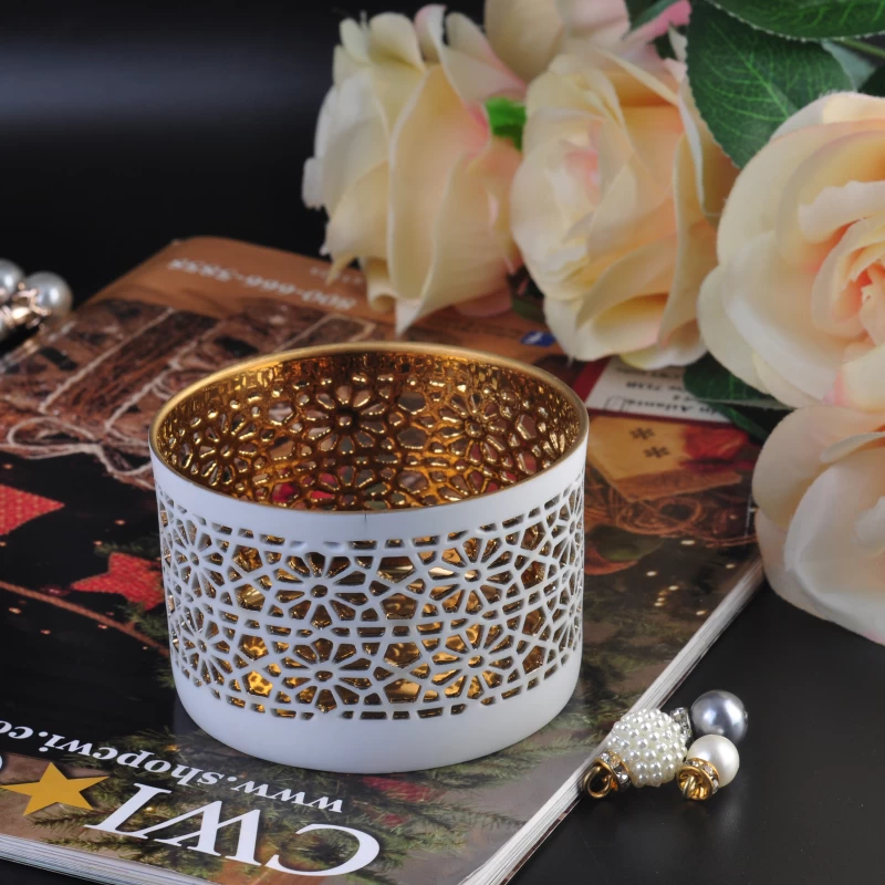 Inner  Electroplate finish Tealight Ceramic Candle Holder