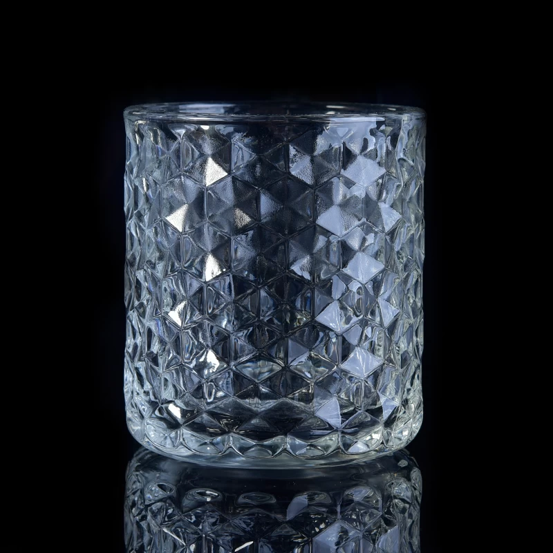 Wholesale Diamond Pattern Glass Candle Holders 