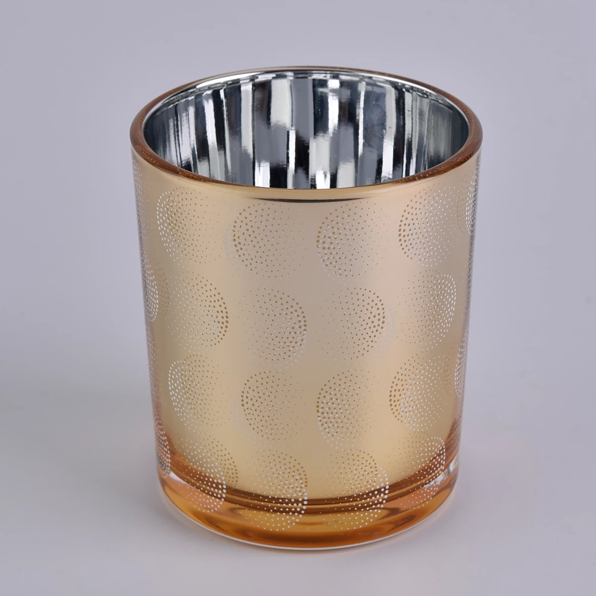 Gold glass candle jar with printing