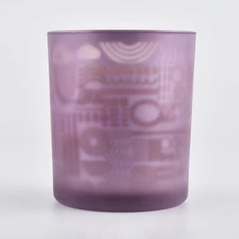 Purple Spray Laser Engrave Glass Candle Holder
