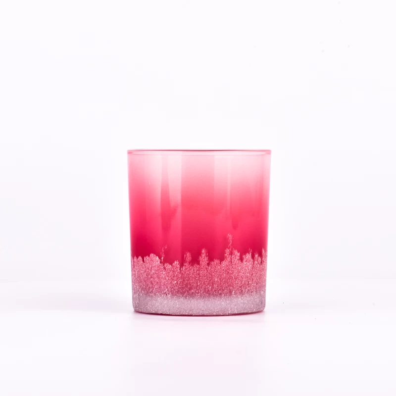laser engraved effect on pink color glass candle jars 8oz