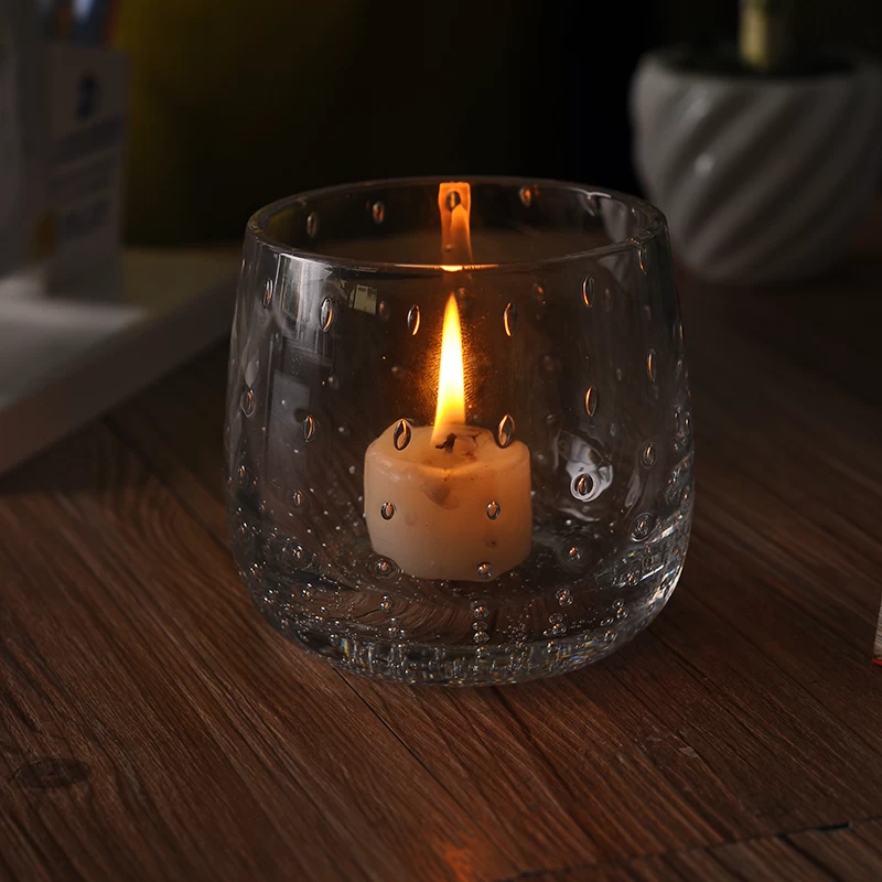 Handmade candle holder with small bubble inside