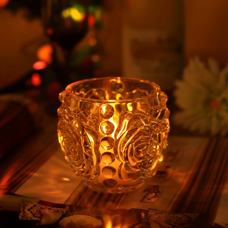 Delicate rose figure wedding decorative glass candle holder