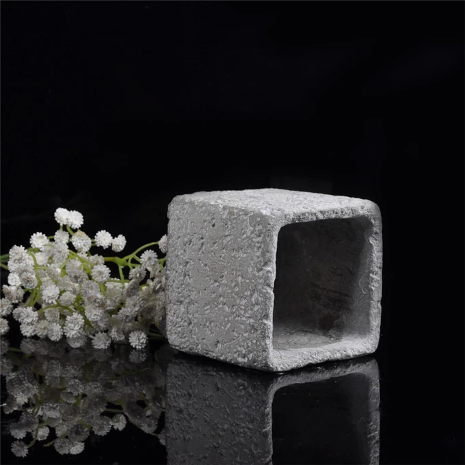 Square cement material rough candle holder