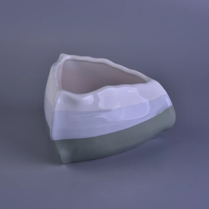 New arrival triangle shape decorative ceramic candle vessels