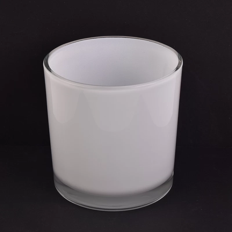 14oz white tall glass candle jar