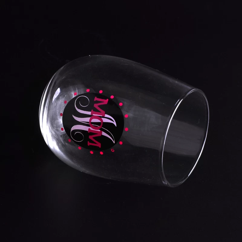 stemless whie glass cup