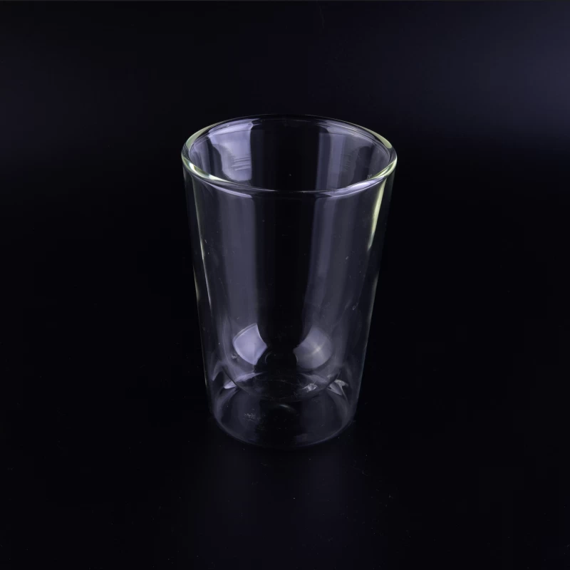 Popular style V shape clear  double wall glass for wholesale
