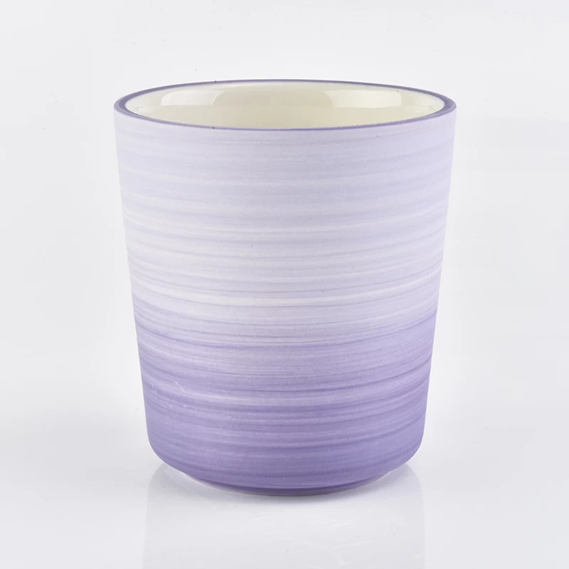 purple silk wrap decorated ceramic jars 