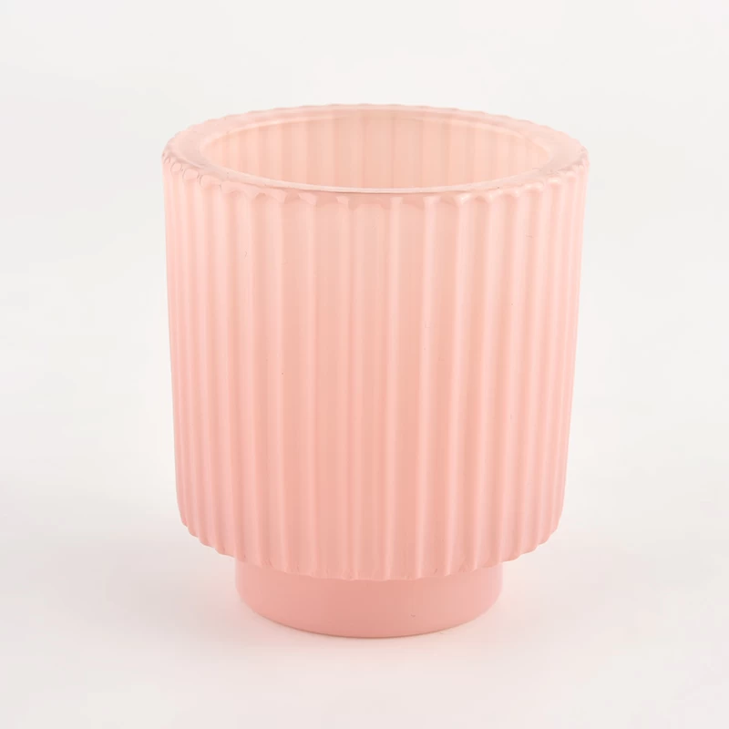 New 4oz 6oz stripe pink glass candle jar for decoration