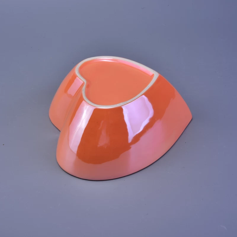 Pink Heart Shape Ceramic Candle Vessels, Candy Container