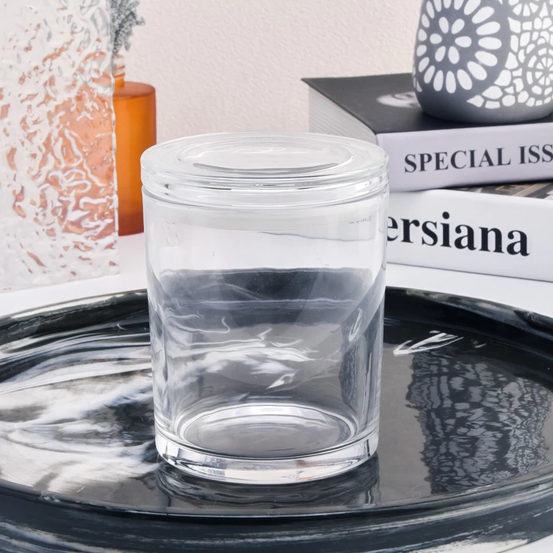 Customized Color Glass Candle Jars With Lids