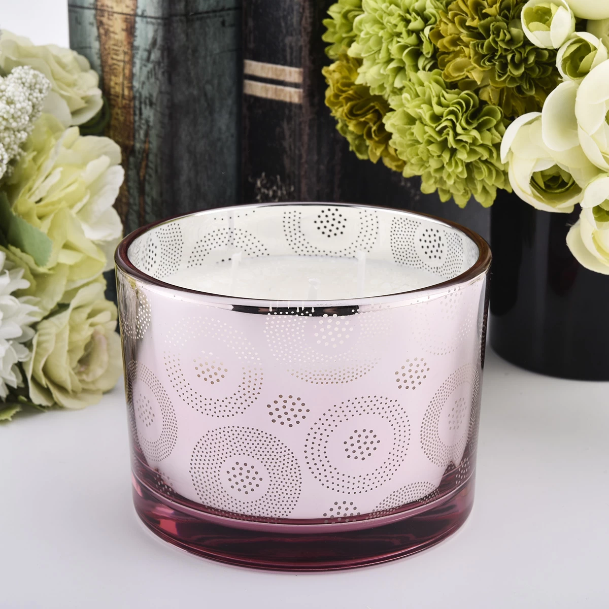 Customized laser pattern with Glass Candle Jar 16oz wholesale