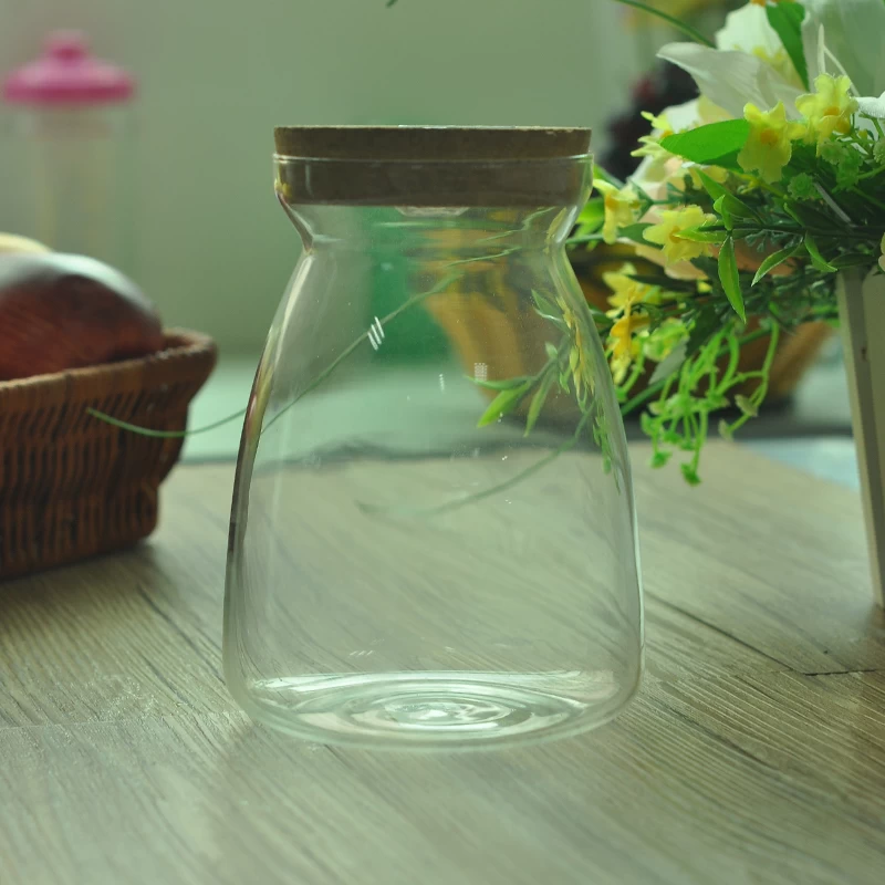 Borosilicated glass jar glass conister with wood lid
