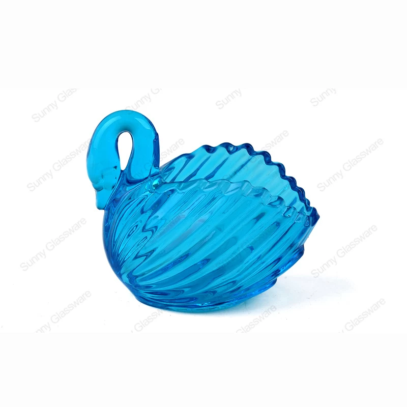 Colorful swan shaped crystal glass candle holder