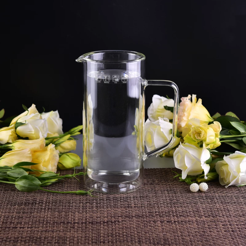 High borosilicate glass mugs water jugs with handle and lid strong quantity 