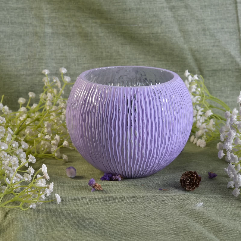 Lavender purple ball shape glass candle holder wholesale