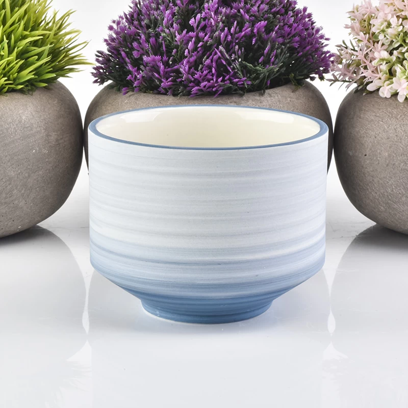 luxury brush effect blue ceramic candle jars