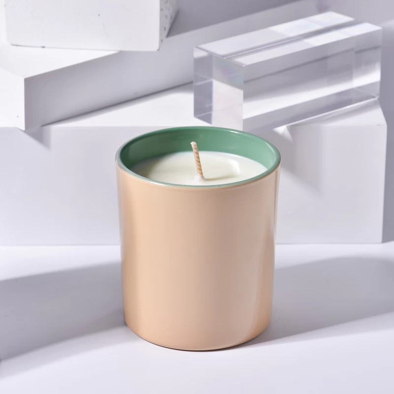 Solid colour glass candle vessels for candle making with wooden lid 