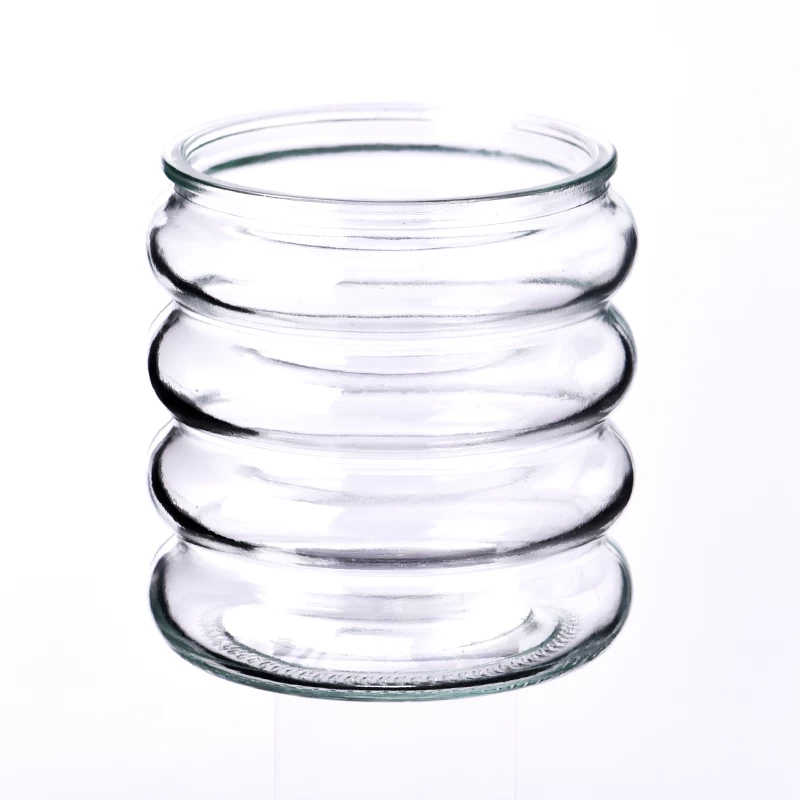 Wholesale unique design glass candle jar clear glass candle holder  for home deco