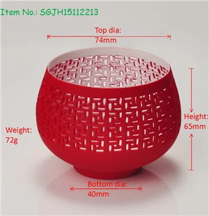 Red ball shape ceramic candle holder