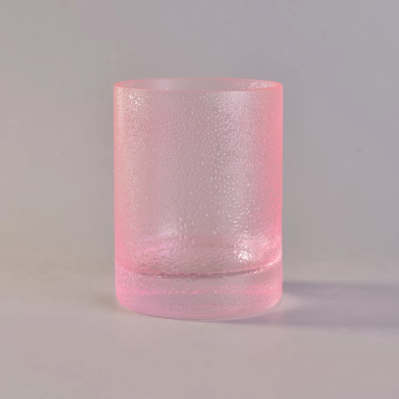 pink glass candle jar with dot effect