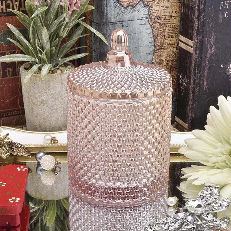 Popular GEO Cut Glass Candle Jar With Lid