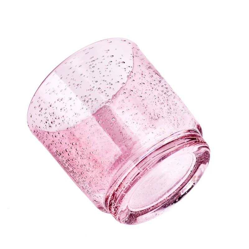 Wholesale transparent color glass candle jars with raindrop effect 