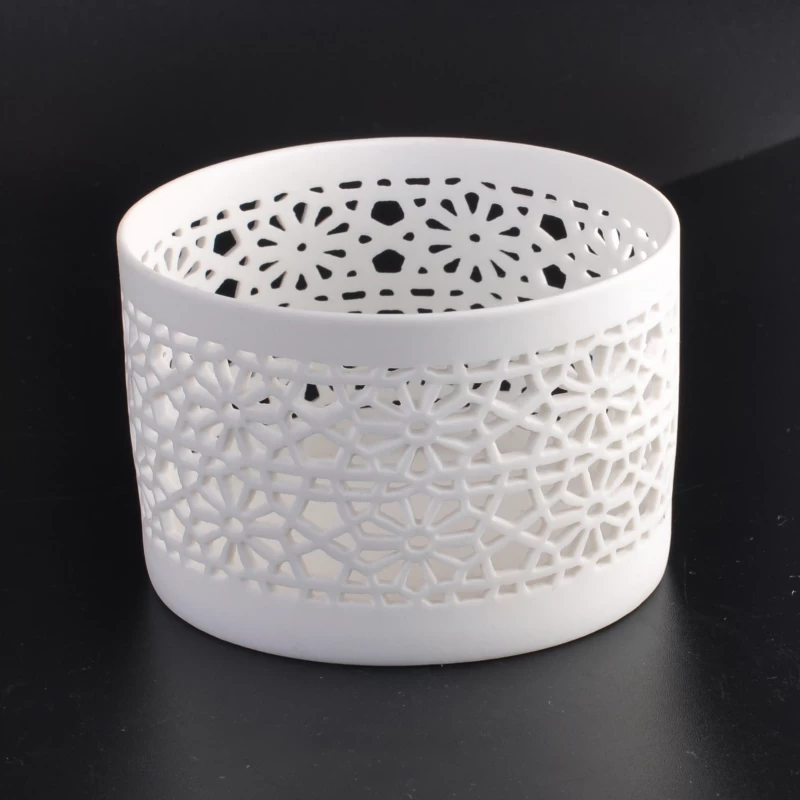 Delicate Hollow- out Embroidery Tealight Ceramic Candle Holder